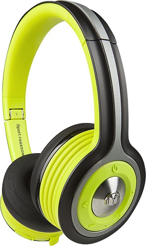  Monster - Isport Freedom On-Ear Bluetooth Headphones - Black/Neon Green