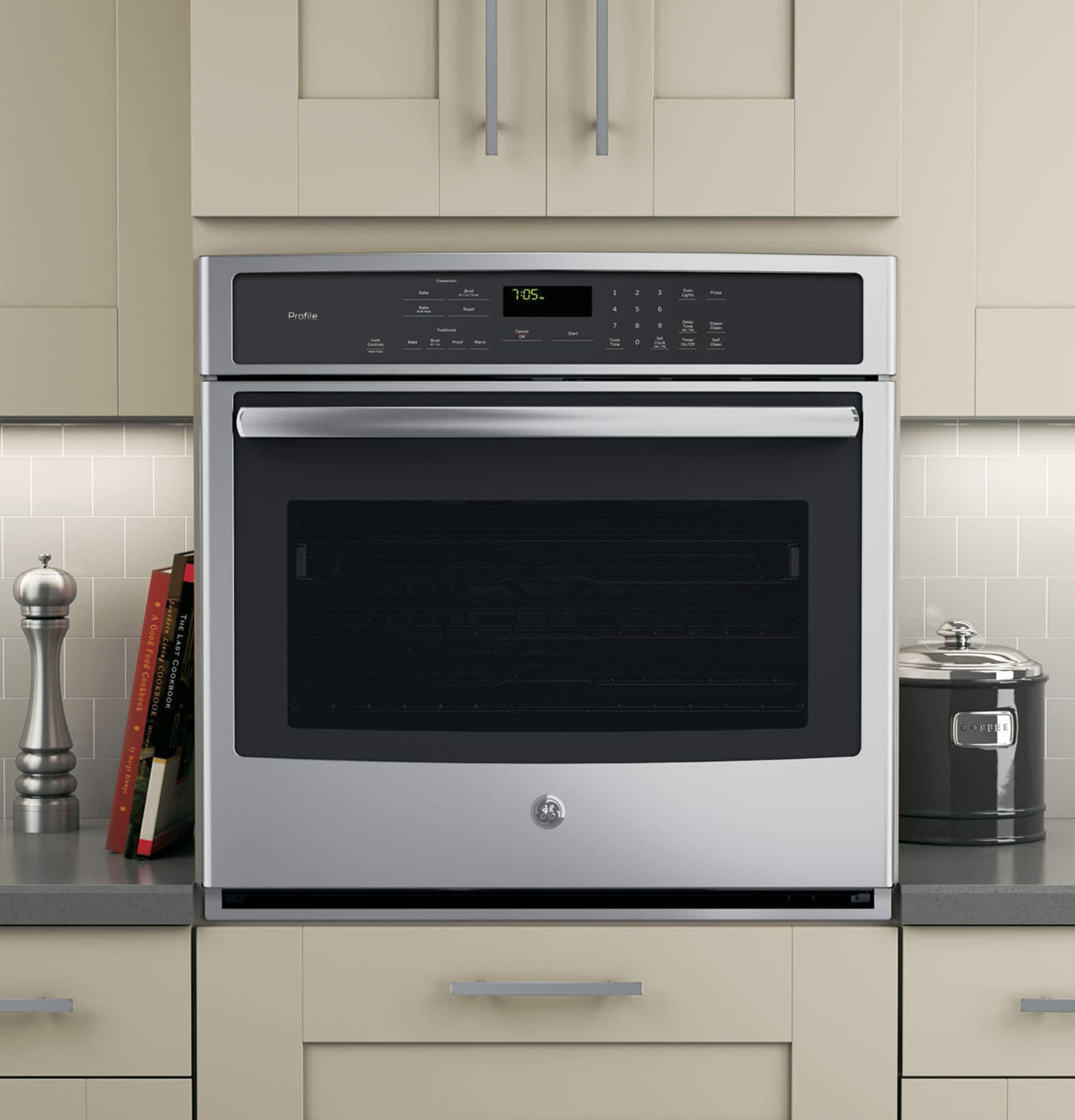 Alt View 11. GE - Profile Series 30" Built-In Single Electric Convection Wall Oven.
