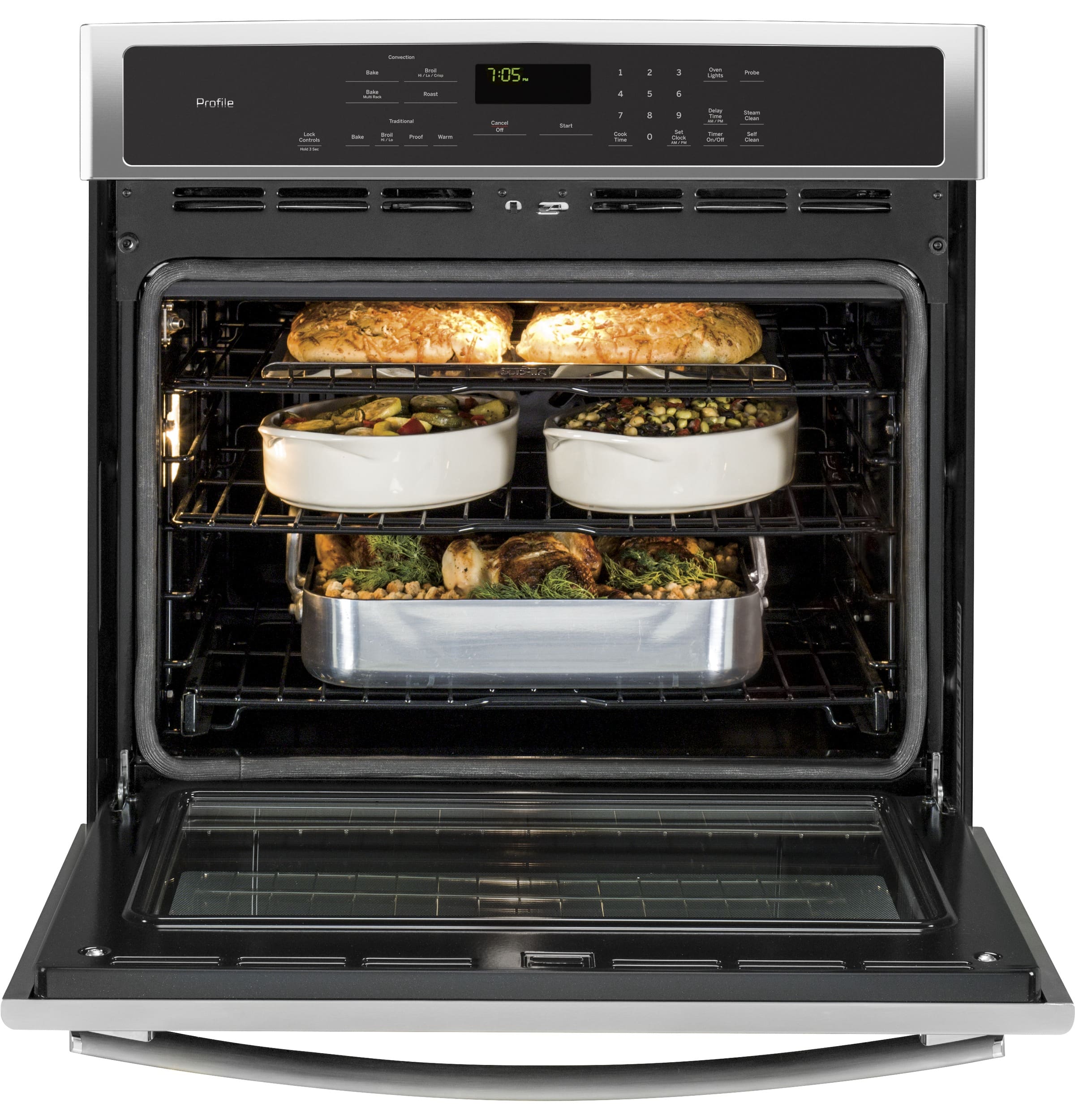 Alt View 13. GE - Profile Series 30" Built-In Single Electric Convection Wall Oven.