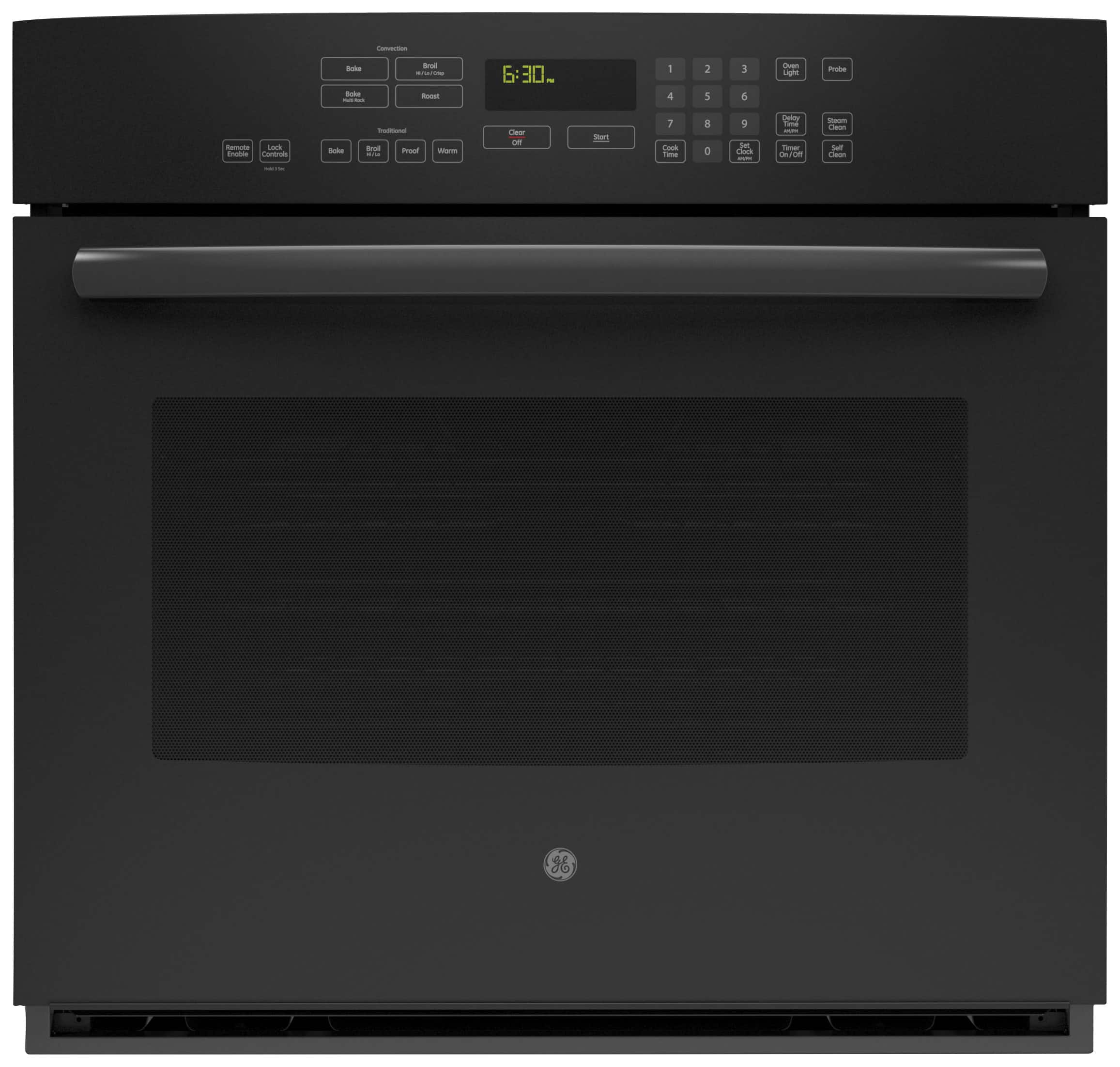 Front. GE - Profile Series 30" Built-In Single Electric Convection Wall Oven - Black.