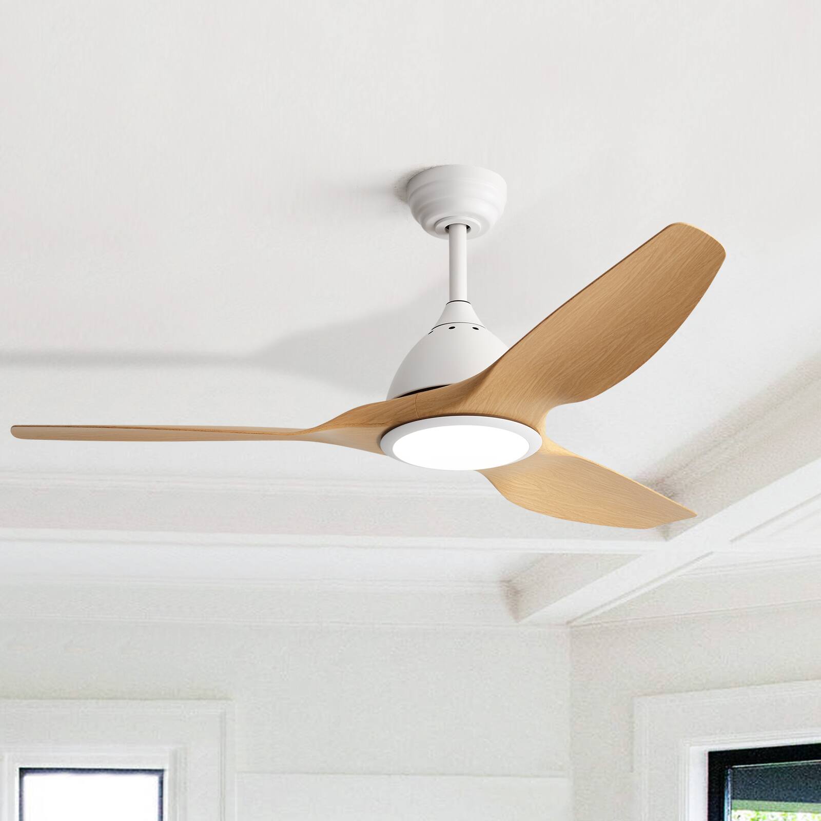 Front. Sofucor - 52 Inch Ceiling Fans with Lights and Remote Dimmable LED Light Quiet DC Motorfor  Bedroom Living Room Patios Farmhouse - White.