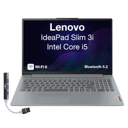 Lenovo - Upgraded - IdeaPad Slim 3i Laptop 15.6 FHD Display (i5-1335U, 16GB, 512GB SSD, Intel Iris Xe, WiFi 6, Win 11 Pro) w/USB Hub - Arctic Grey