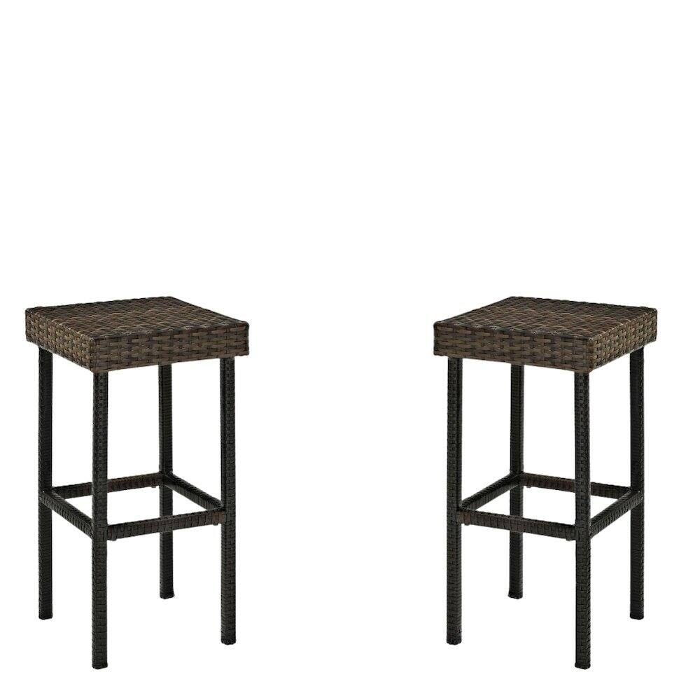 Alt View 1. Outdoor Escape - Brown Wicker Bar Stools Set of 2 with Patio Seating for Outdoor Gatherings - Brown.