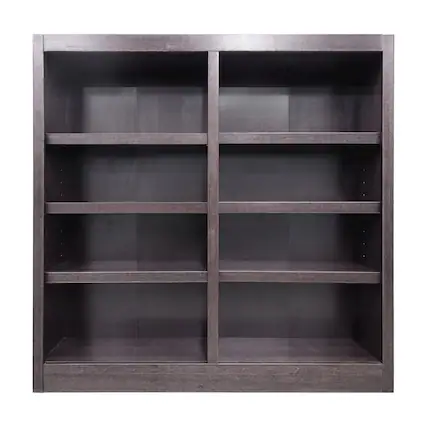 Front. Concepts in Wood - Double Wide Bookcase 8 Shelves Espresso Finish - Brown.