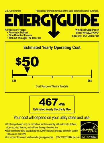 Energy Guide. Whirlpool - 21.7 Cu. Ft. Side-by-Side Refrigerator - Stainless steel.