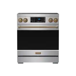 Gordon Ramsay Series by Thor Kitchen 4.8 Cu. Ft Freestanding Induction Range with Bronze Hardware - Stainless Steel
