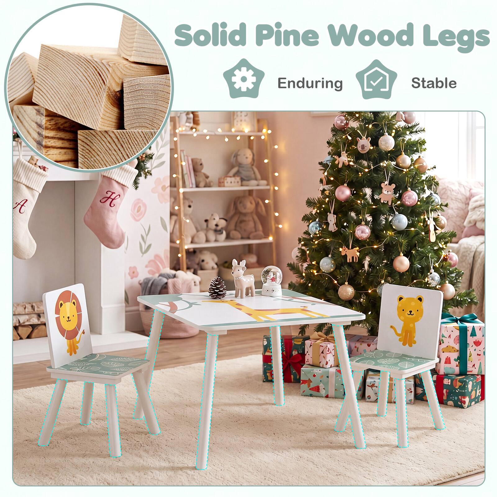Solid Pine Wood Legs  
Enduring  
Stable