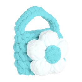 Unique Bargains - Crochet Purse Pouch, Cute Handmade Knitted Storage Bag with Camellia, for Earbuds Keys Makeup - Light Blue/White