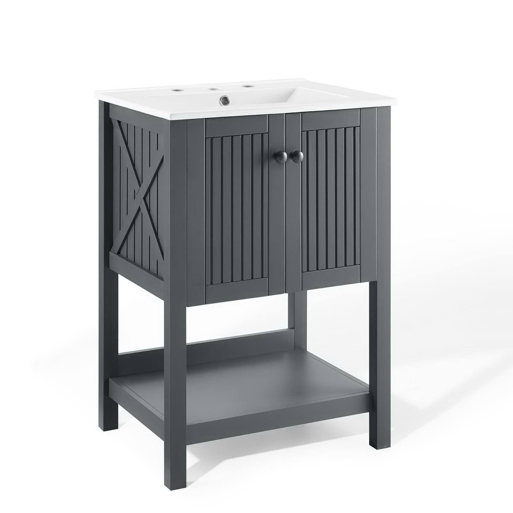 Angle. Modway - Steam Bathroom Vanity Basin Included - Gray White.