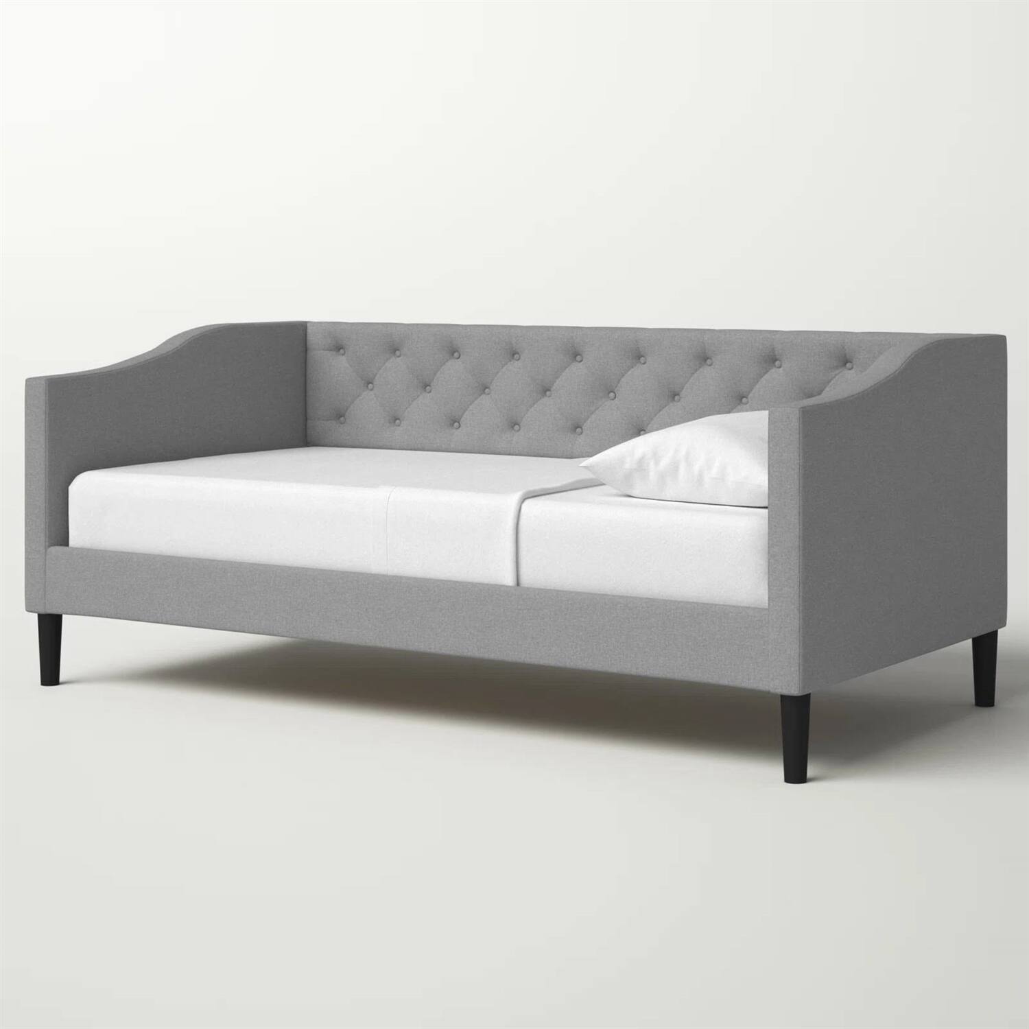 Back. Hivvago - Twin size Modern Grey Fabric Upholstered Button-Tufted Daybed - Grey.