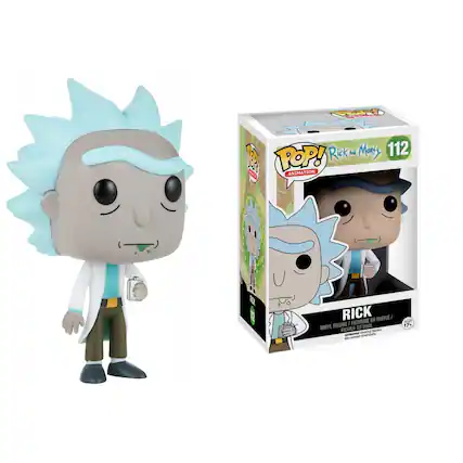 Sure, here is the corrected and grouped text:
---
**Top Left:**
- Rick and Morty
- 112
- POP! Animation
**Box:**
- POP! Animation
- Rick and Morty
- 112
- Rick
- Vinyl Figure / Figurine en Vinyle / Figura de Vinilo
- Age 17+
- Made in China / Fabricado en China
---