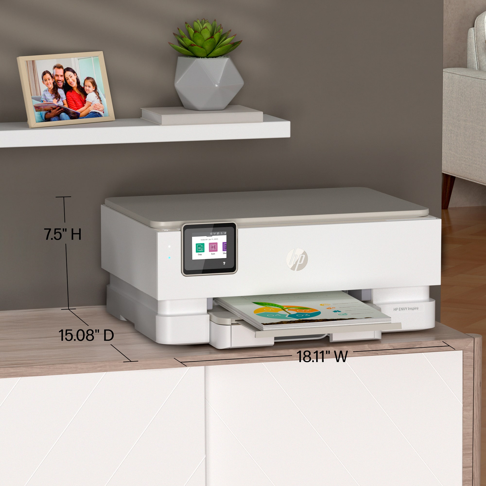 7.5" H
15.08" D
18.11" W
HP ENVY Inspire