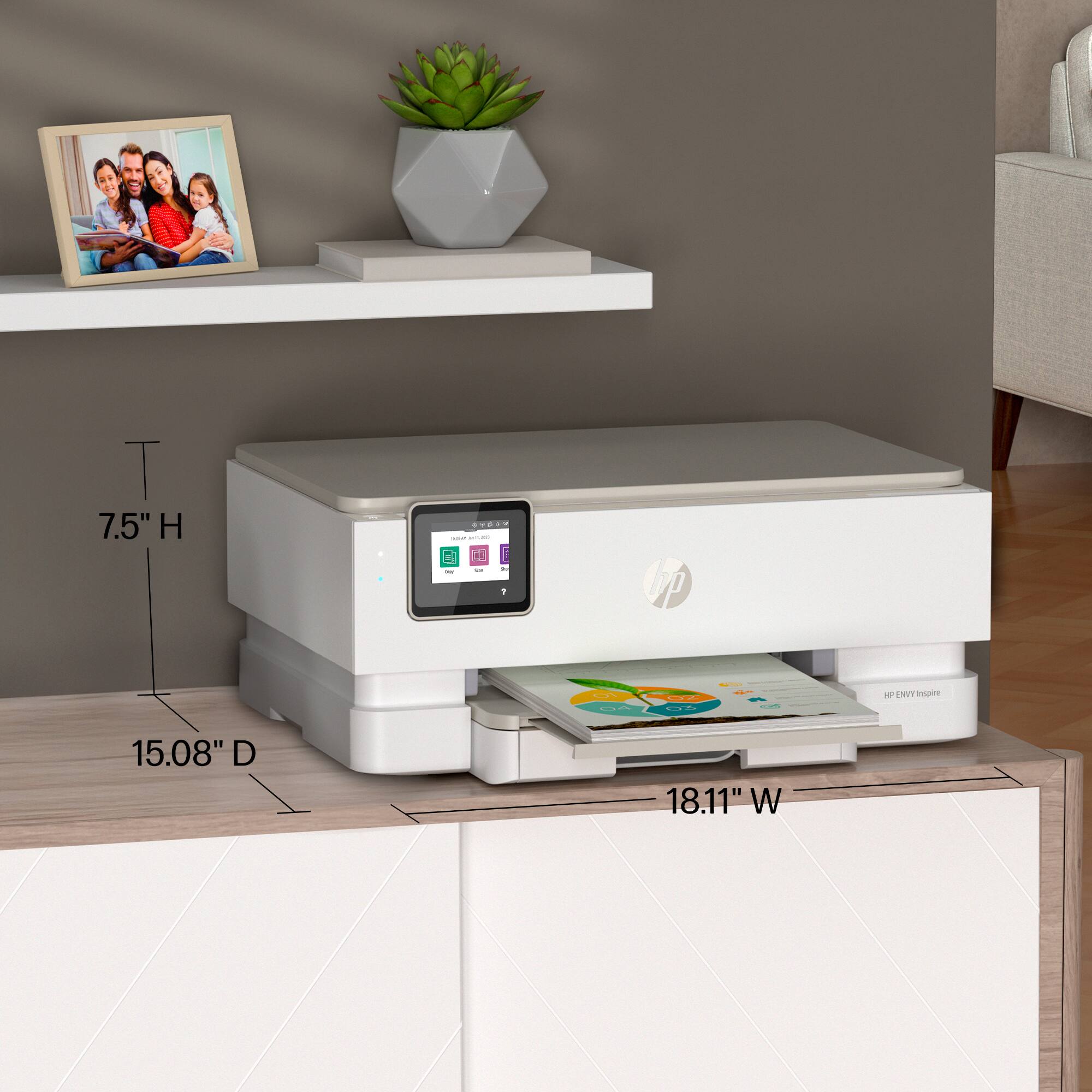 7.5" H  
15.08" D  
18.11" W  

HP ENVY Inspire