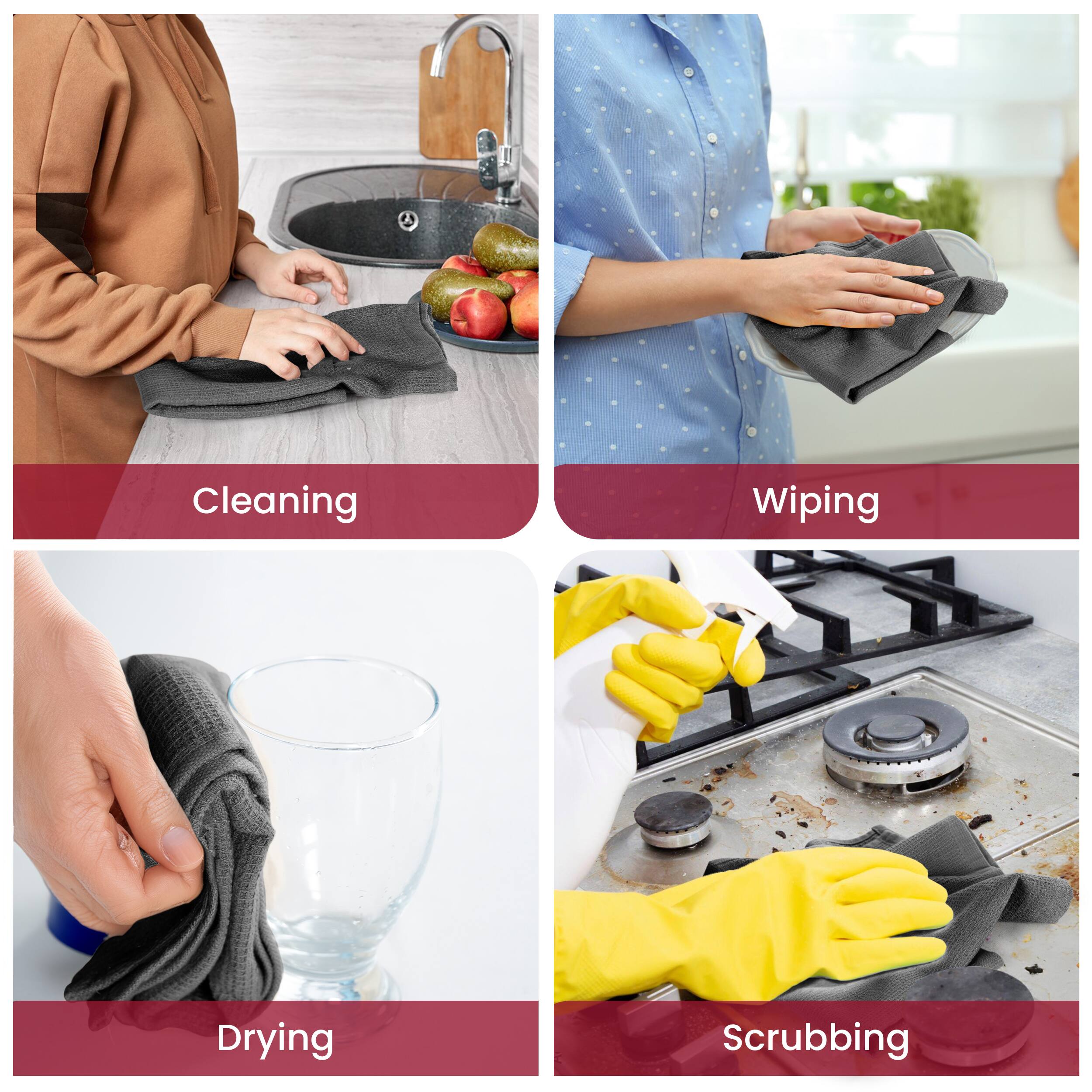 Cleaning  
Wiping  
Drying  
Scrubbing