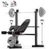 HARISON - 6 in 1 Weight Bench Set with Racks, Leg Extension, Preacher Curl & Resistance Bands, 660LB (BBG30813) - Black