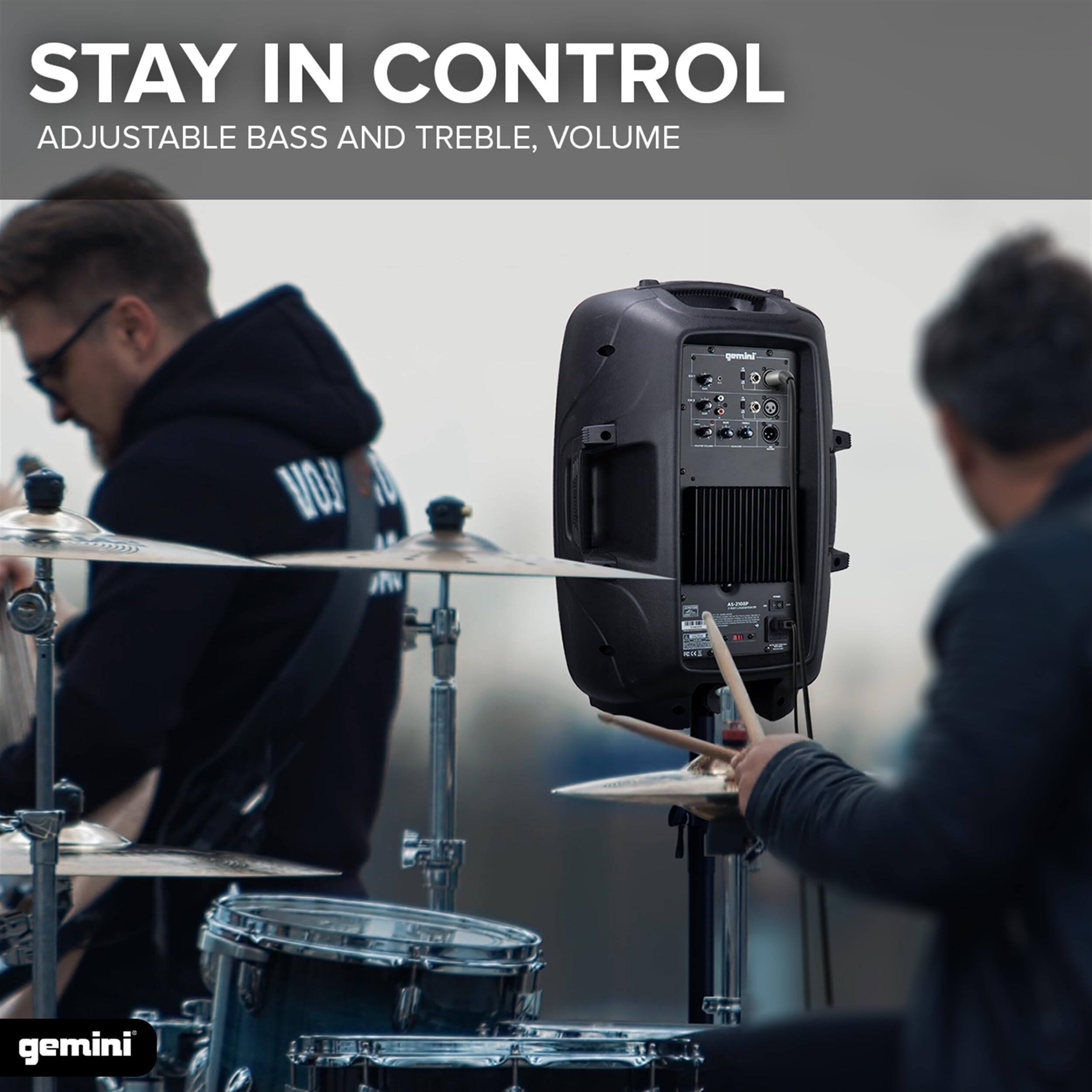 STAY IN CONTROL  
ADJUSTABLE BASS AND TREBLE, VOLUME