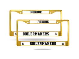 Rico Industries - Purdue Boilermakers Gold Color Painted Chrome Metal License Plate Frame - Set of 2 Frames - Multi