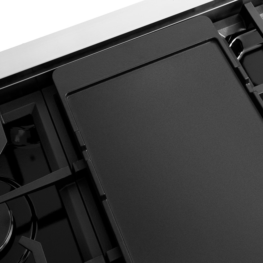 Left. ZLINE - ZLINE 48 in. Classic Gas Rangetop with 8 Burners and Porcelain Cooktop in Stainless Steel - Black.