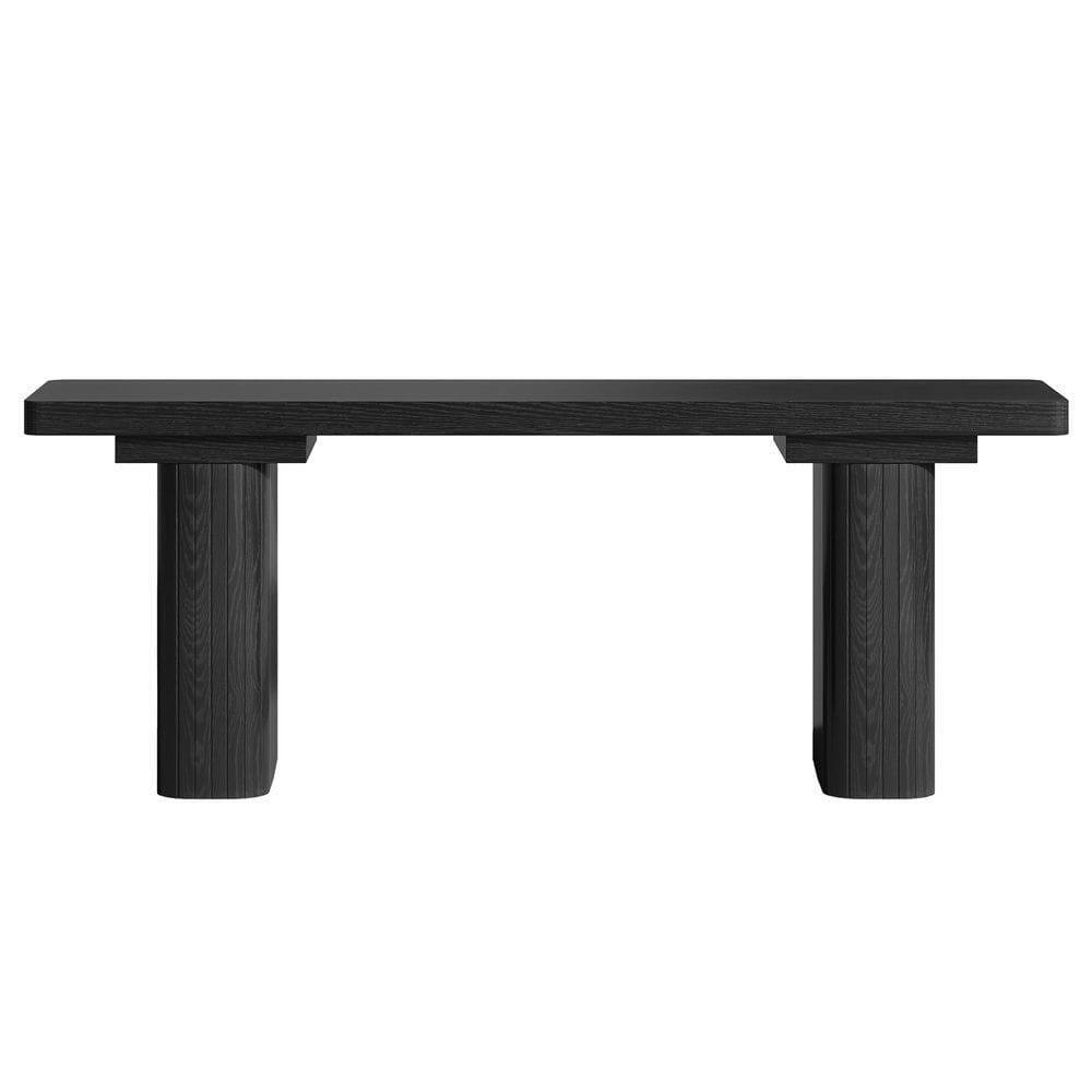 Left. Kadyn - 47-Inch Modern Entryway Bench, Black Wooden Shoe Bench with Thickened Legs - Black.