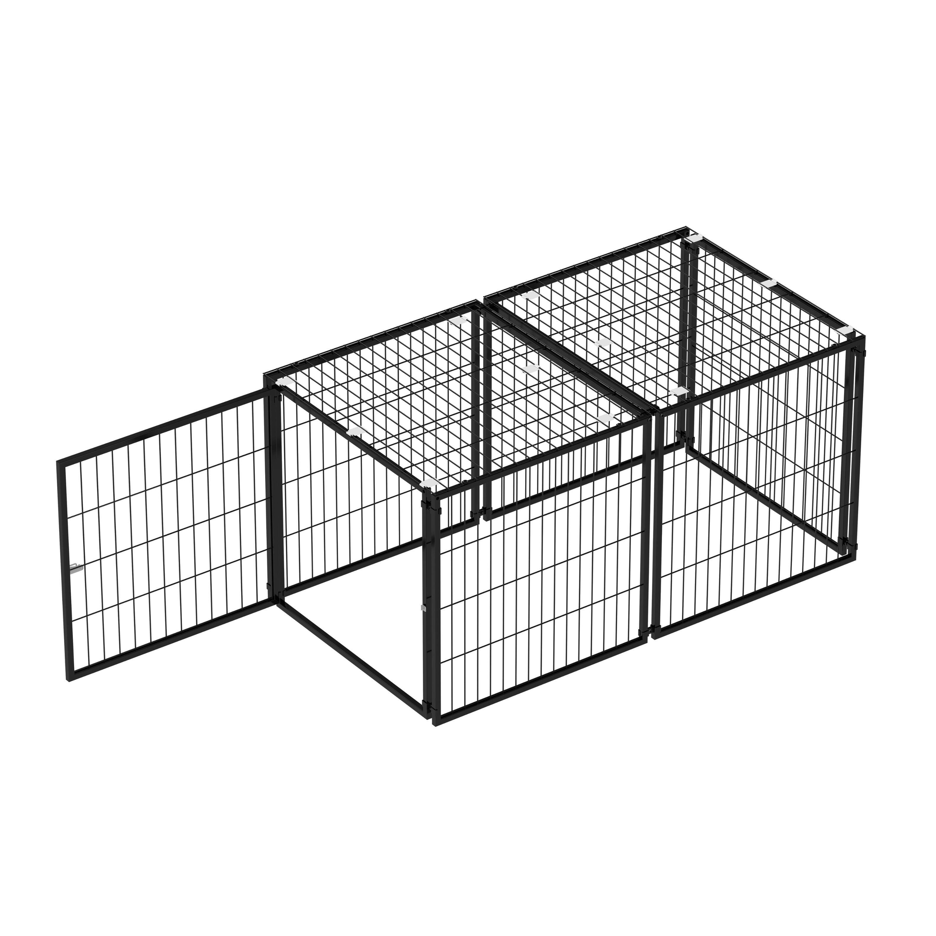 Back. Runesay - Black 48" Large Indoor Dog Pet Cage Dog Kennel for Medium Dogs Puppy Dog Playpen with Top.