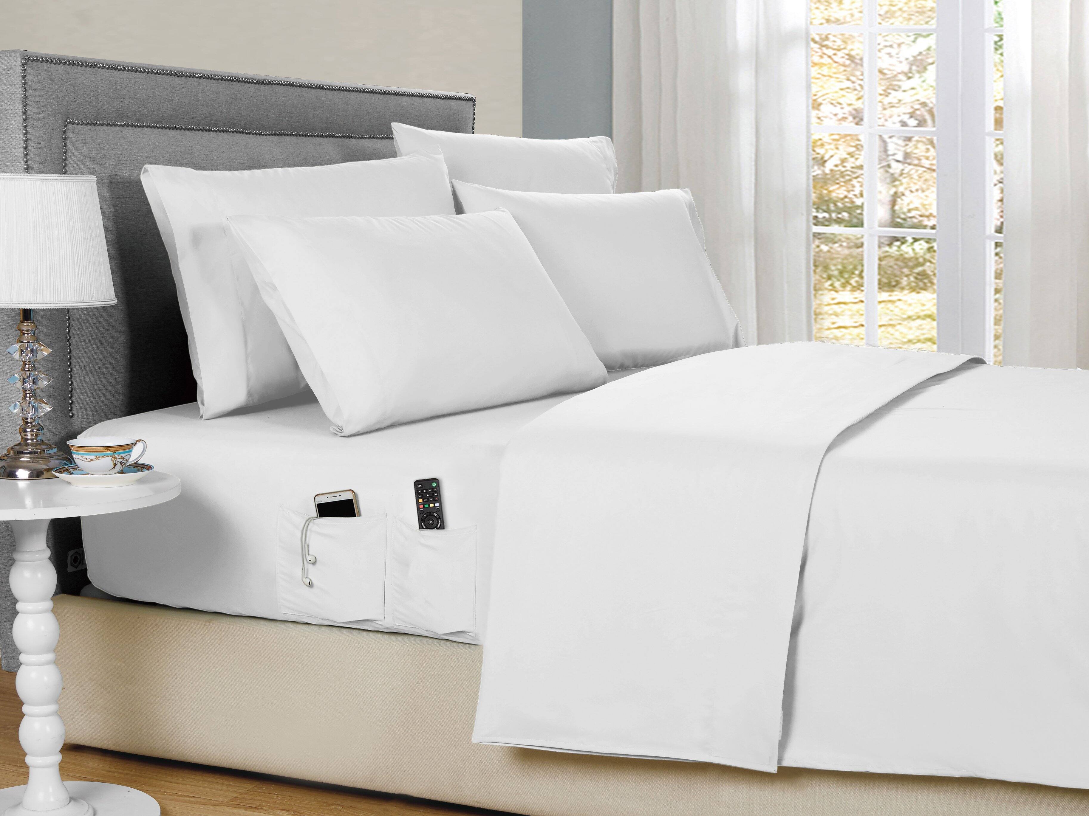 Front. Kathy Ireland - Kathy Ireland 6-Piece Smart Sheet Sets w/ Side Pocket - White.