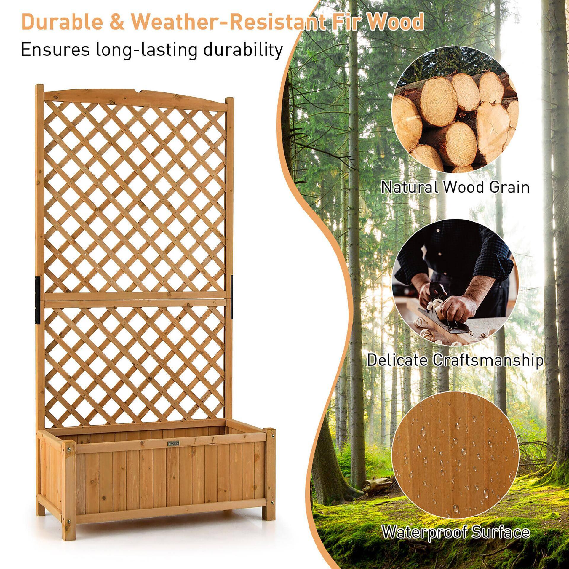 Durable & Weather-Resistant Fir Wood Ensures long-lasting durability  
Natural Wood Grain  
Delicate Craftsmanship  
Waterproof Surface
