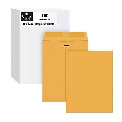 Quality Park - Clasp & Moistenable Glue Kraft Catalog Envelopes, 9" x 12", 100/Box - Brown Kraft