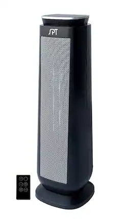 Front. SPT - 1500W Tower Ceramic Heater with Timer and Remote.