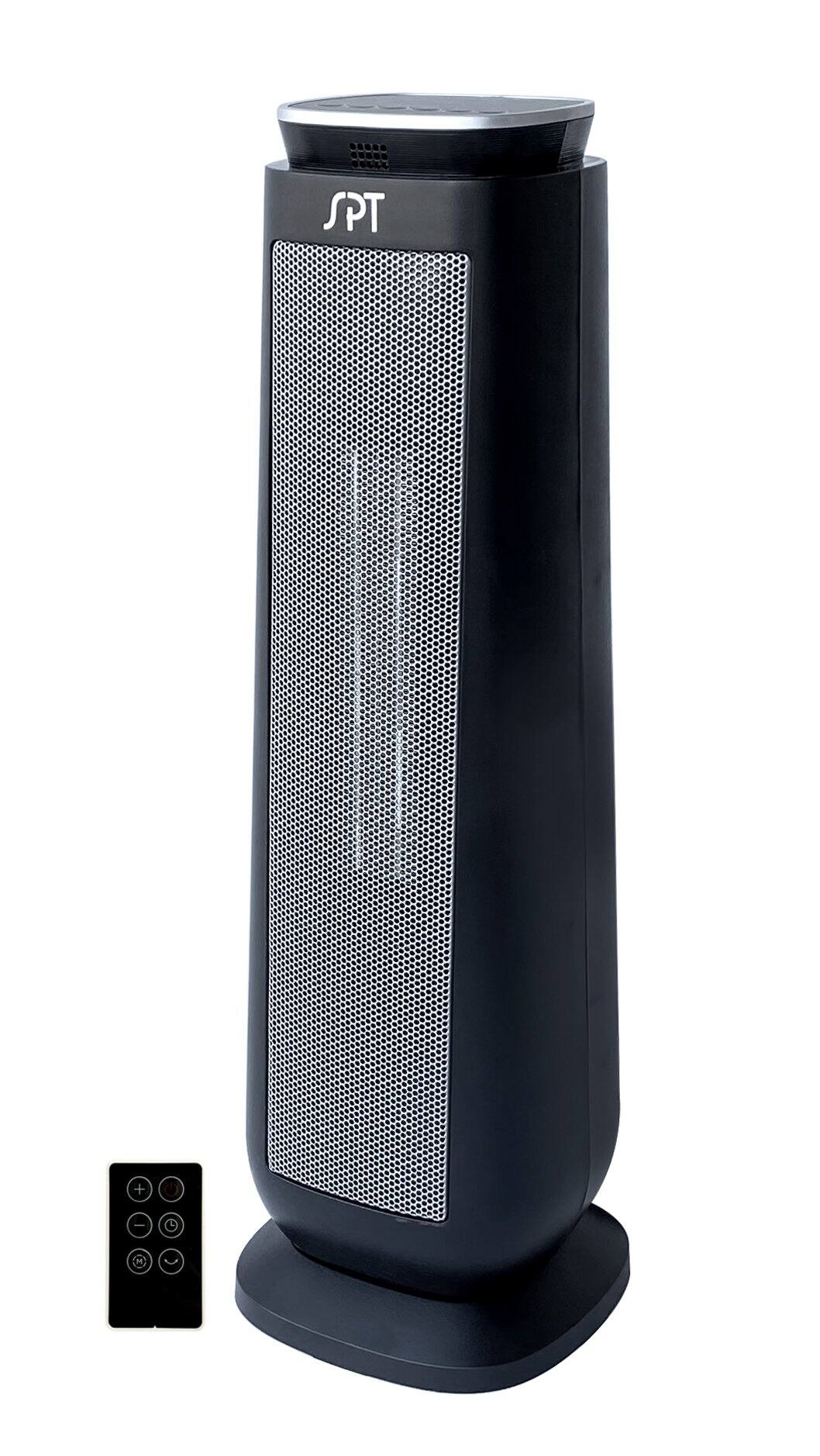 Front. SPT - 1500W Tower Ceramic Heater with Timer and Remote.