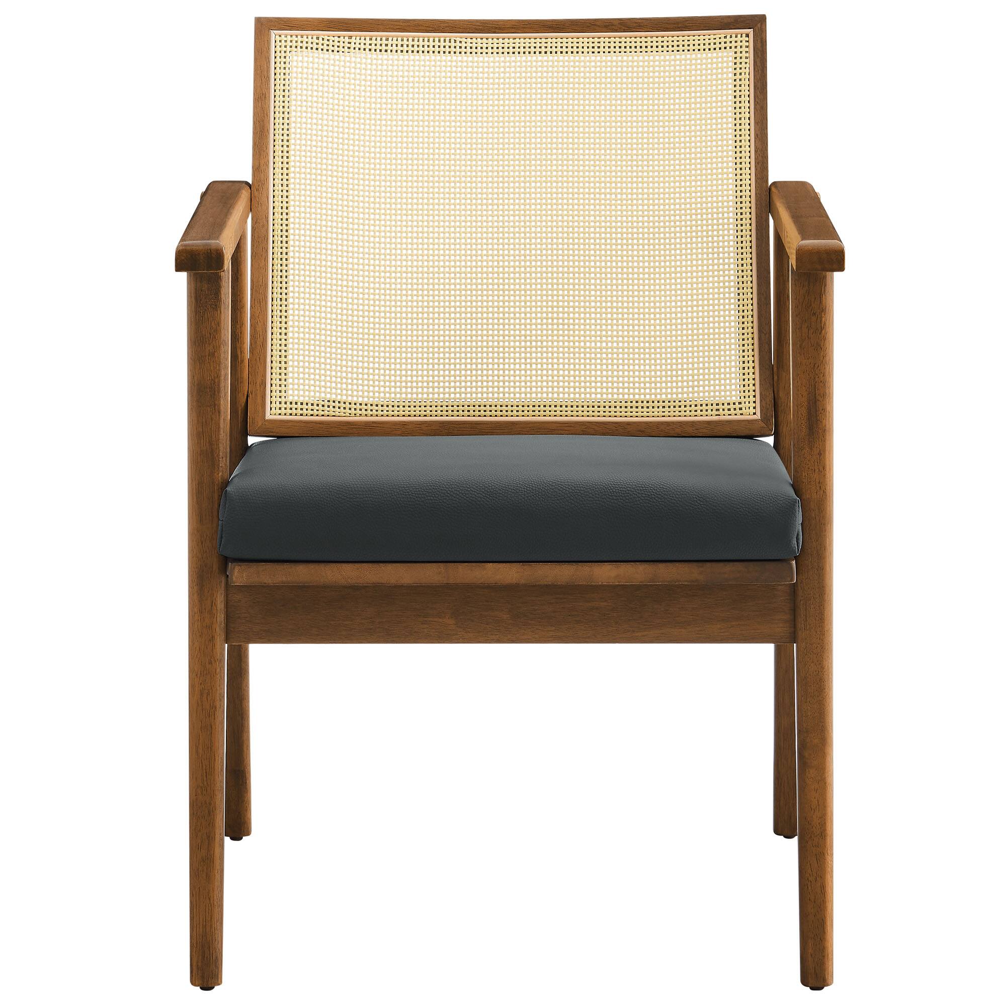 Alt View 3. Modway - Thera Vegan Leather and Cane Accent Armchairs Set of 2 by Modway - Black.