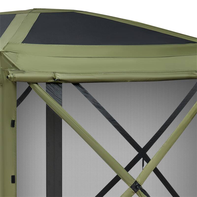 Alt View 6. HTUTWOO - Pop up Gazebo Screen Tent - 12 x 12 ft Large 6-Sided Camping Canopy Tent, Removable Top & Carry Bag for 8-10 Persons - Army Green.