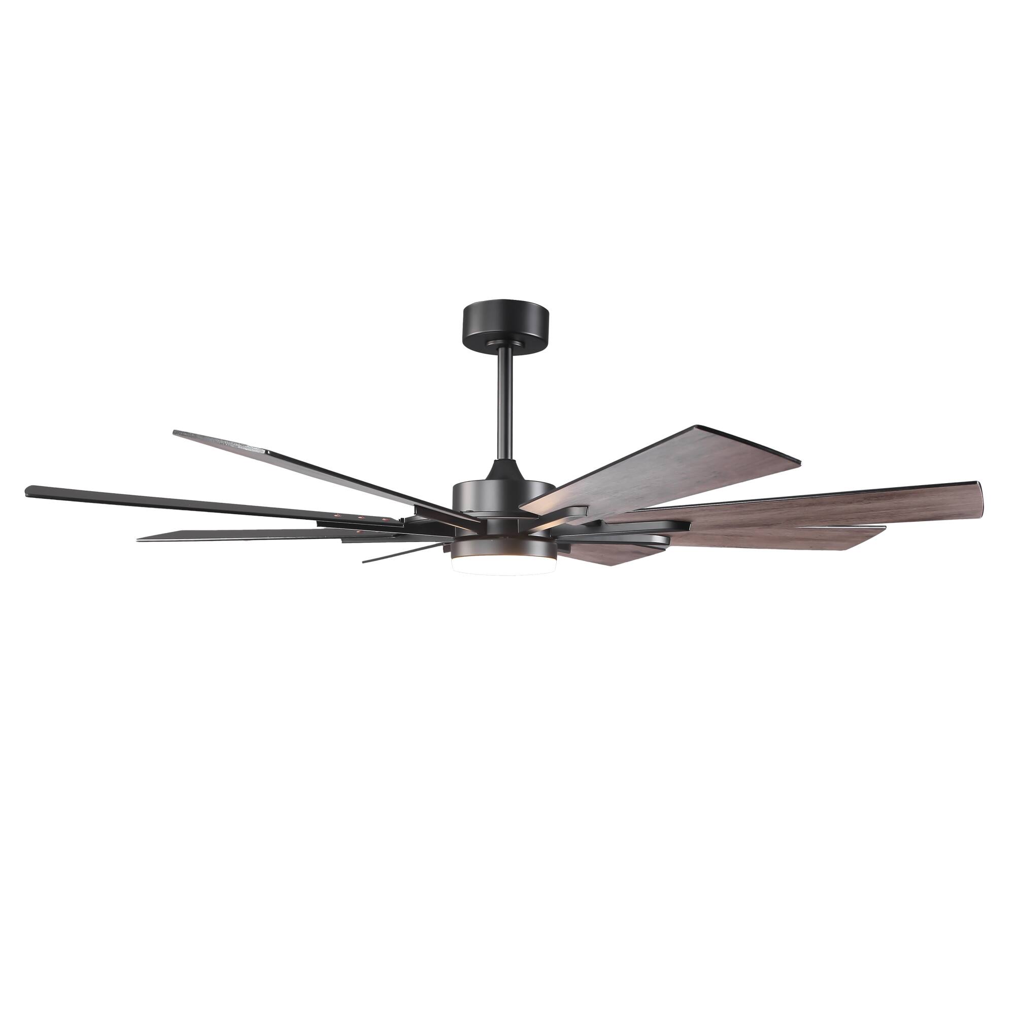 Alt View 4. Vaczon - 60" Matte Black Large Ceiling Fan with LED Light and Reversible Blades - Matte Black.