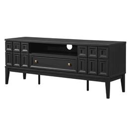 FurniFact - TV Stand with Engineered Wood Construction for Living Room Storage - Black