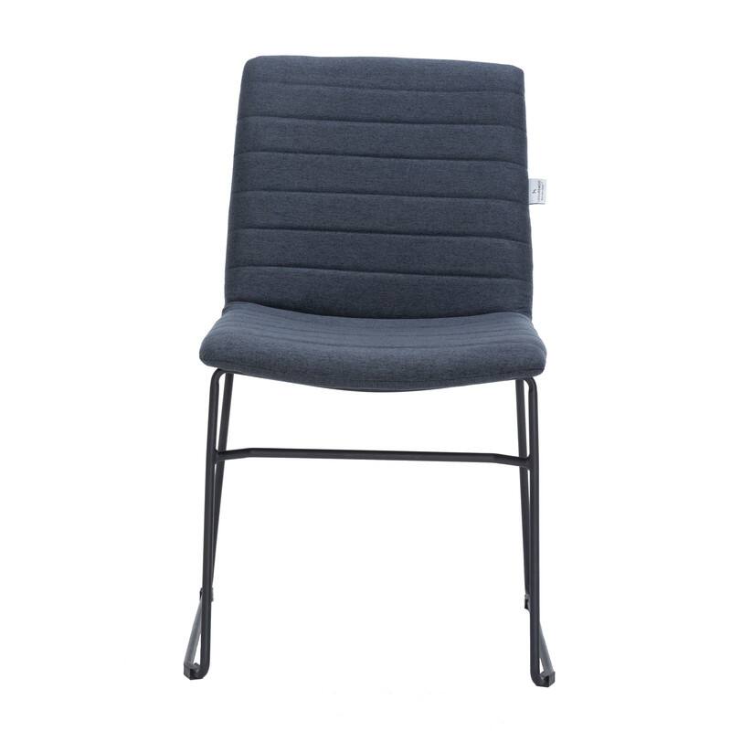 Alt View 4. LeisureMod - Zylar Office Guest Chair with PU Leather, Foam Cushion & Stainless Steel Base - Dark Blue.