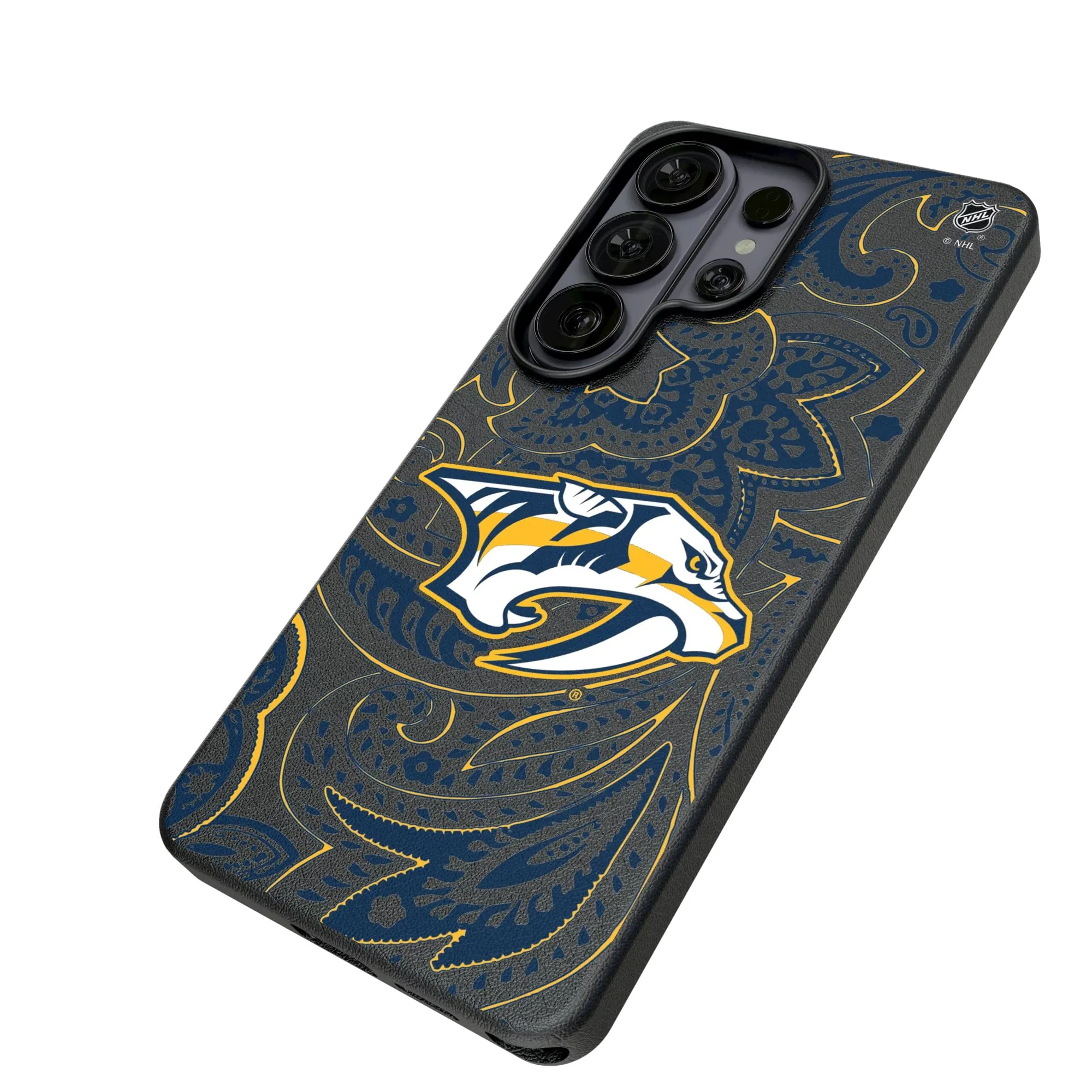 Alt View 1. Keyscaper - Nashville Predators Paisley Galaxy Magnetic Bump Case - S25 - Black.