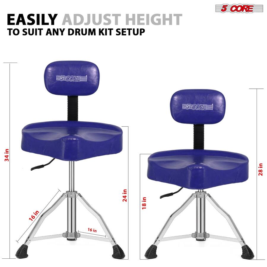 5 CORE 5Core Drum Throne 4 Cushion Padded Stool W Backrest Airlift 5-core-5core-drum-throne-4-cushion-padded-stool-w-backrest-airlift