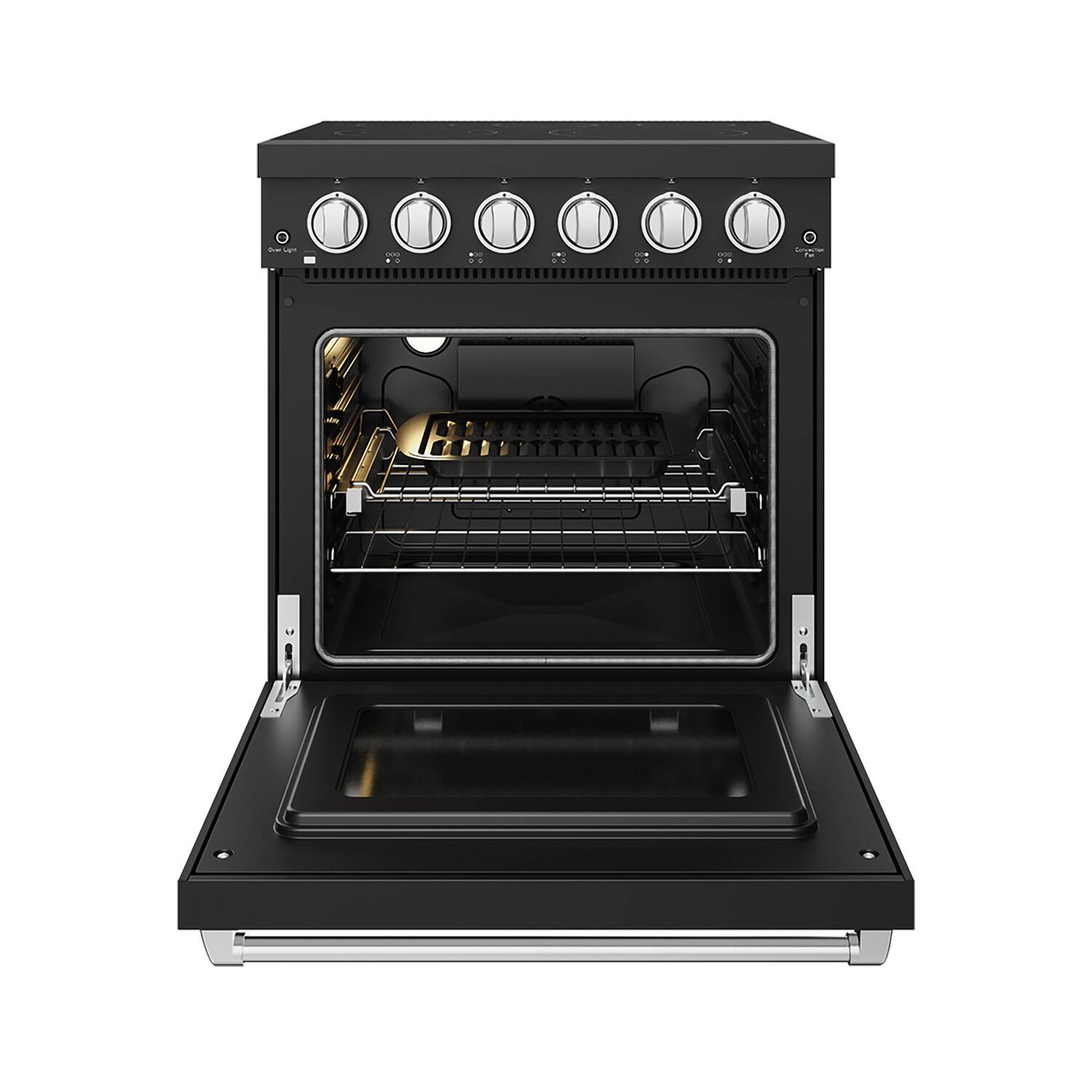 Alt View 1. Thor Kitchen - Gordon Ramsay Series by Thor Kitchen 4.55 Cu. Ft Freestanding Electric Range with Stainless Steel Hardware - Matte Black.