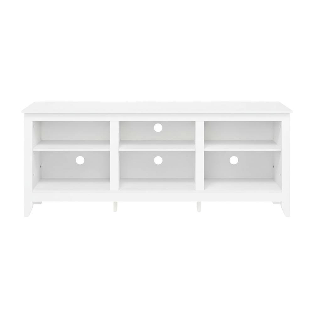 Alt View 3. FurniFact - White Wooden TV Stand, Up to 65 Inch Entertainment Center, Spacious Storage - White.