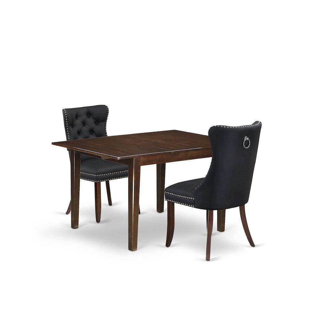 Back. East West Furniture - 3 Piece Dining Set Consists of a Rectangle Kitchen Table with Butterfly Leaf - Red.