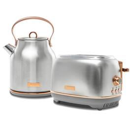 Haden - Heritage 2 Slice Wide Slot Toaster & Electric Water Kettle, Steel & Copper - Steel/Copper