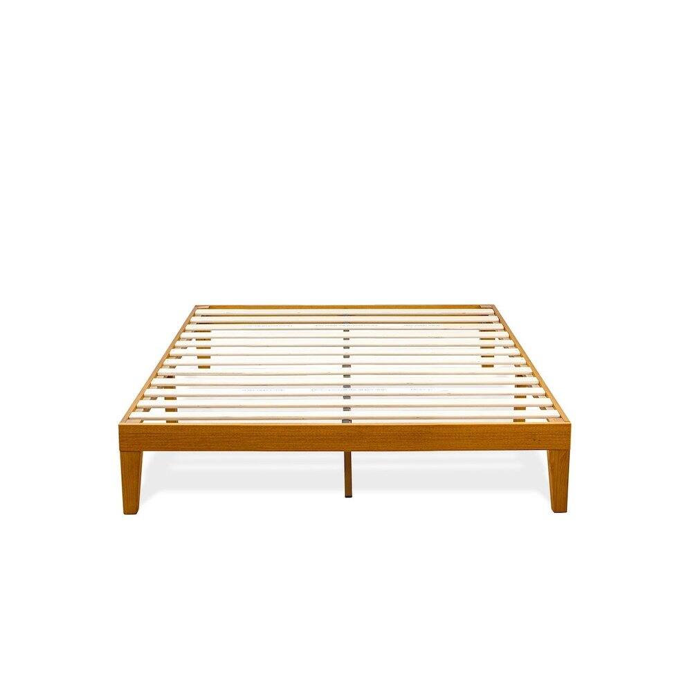 Left. East West Furniture - Queen Size Bed Frame with 4 Hardwood Legs and 2 Extra Center Legs - Oak Finish - Oak.