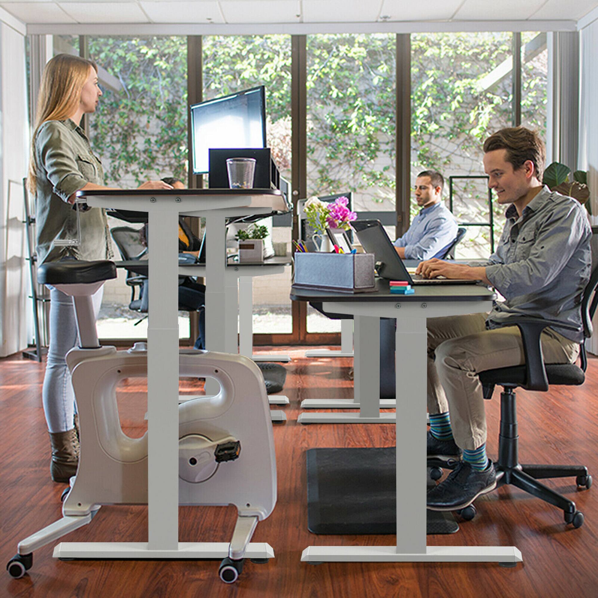 Alt View 3. Costway - Costway Hand Crank Sit to Stand Desk Frame Height Adjustable Standing Base - White.