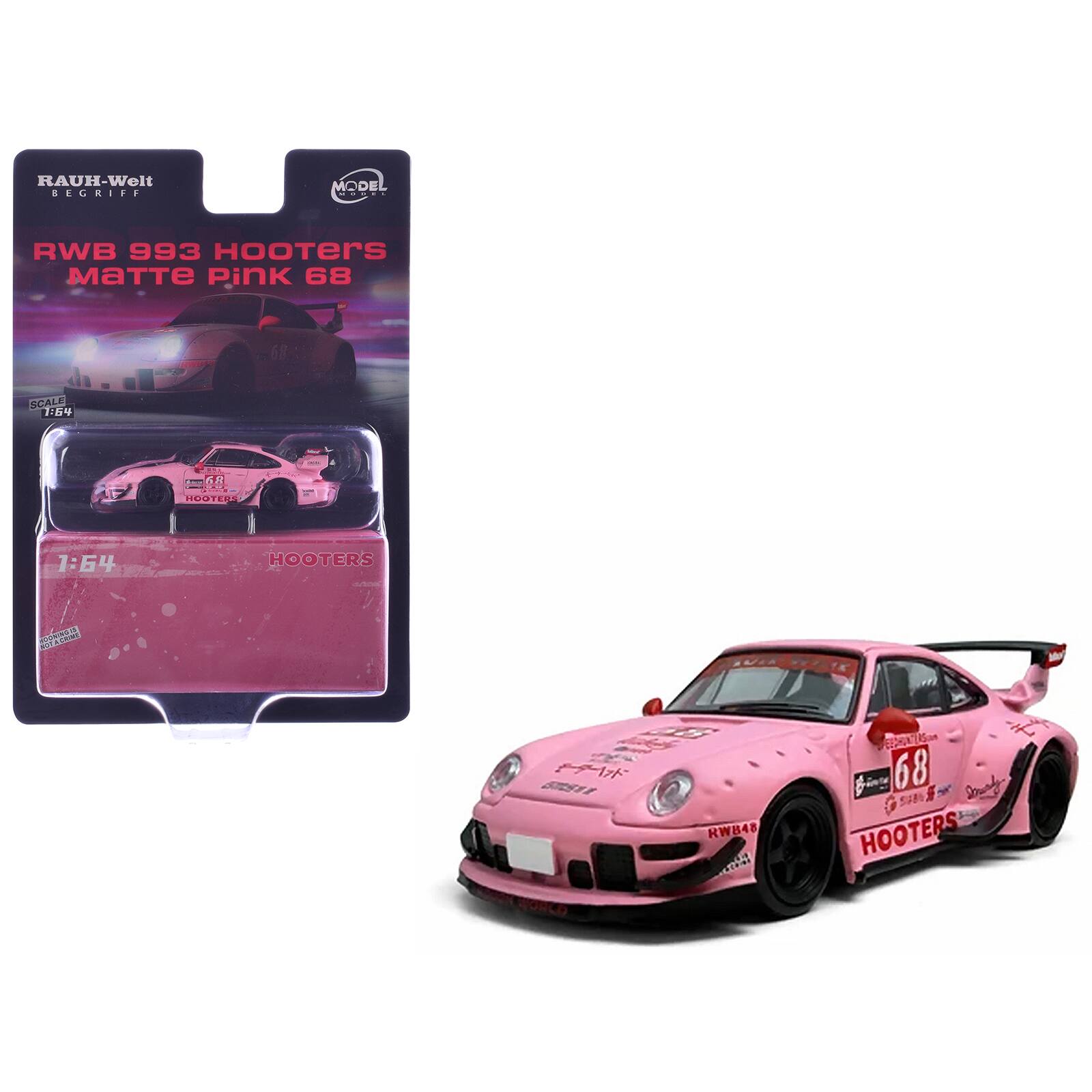 RWB 993 #68 "Hooters" Matt Pink 1/64 Diecast Model Car by Model Model