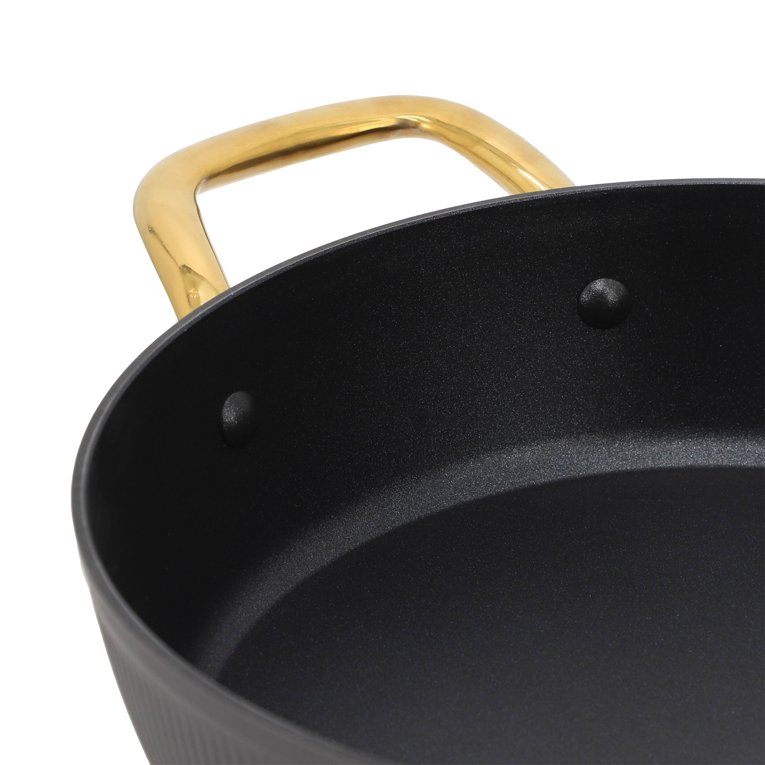 Alt View 3. Oster - Oster Abbottsford 4 Quart Nonstick Aluminum Saute Pan with Glass Lid in Black - Black.