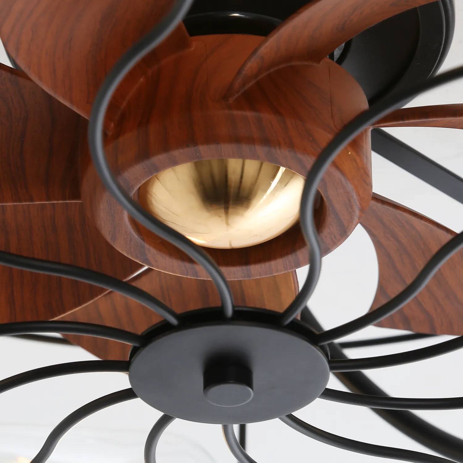 Left. HOMLUX - Indoor Low Profile 20 Inch Industrial 7 Blades Remote Control Ceiling Fan with Bulb Light - Black.