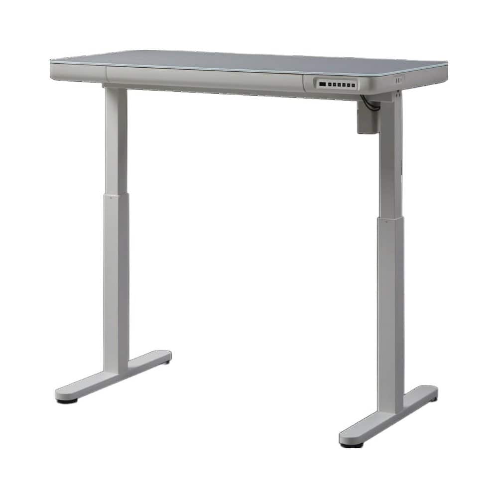 KOWO - 48" Electric Height Adjustable Standing Desk With Tempered Glass Top， - White