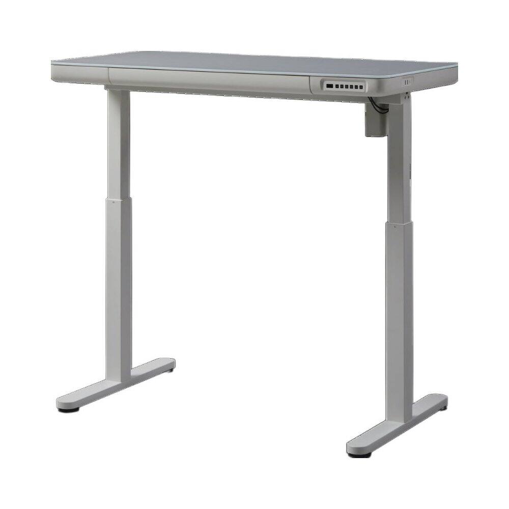 Front. KOWO - 48" Electric Height Adjustable Standing Desk With Tempered Glass Top，White - White.