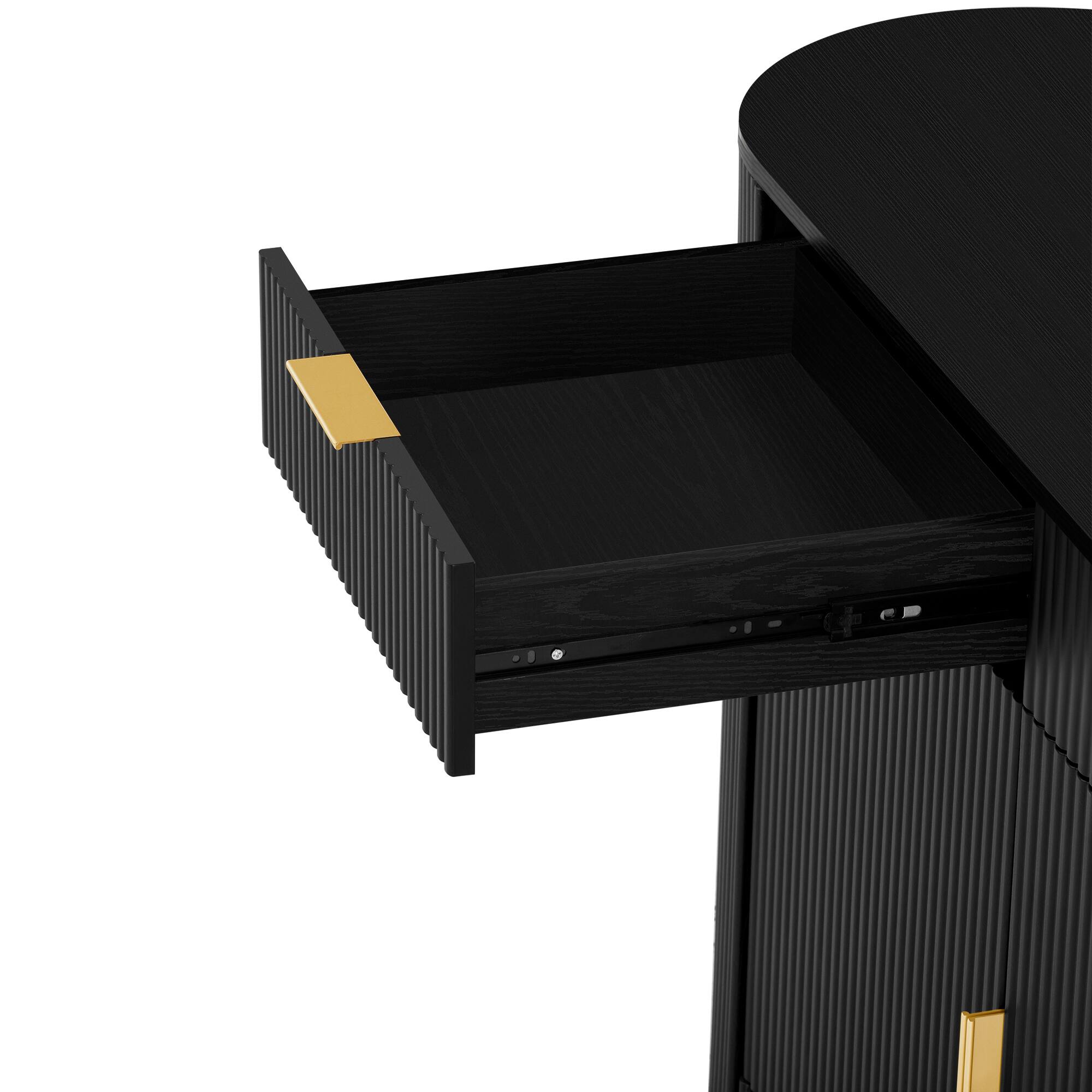 Alt View 6. Spaco - Spaco 55" Modern Buffet Cabinet,Sideboards with  2 Doors 2 Drawers, Hidden Adjustable Shelves, Aluminum Handles - Black.