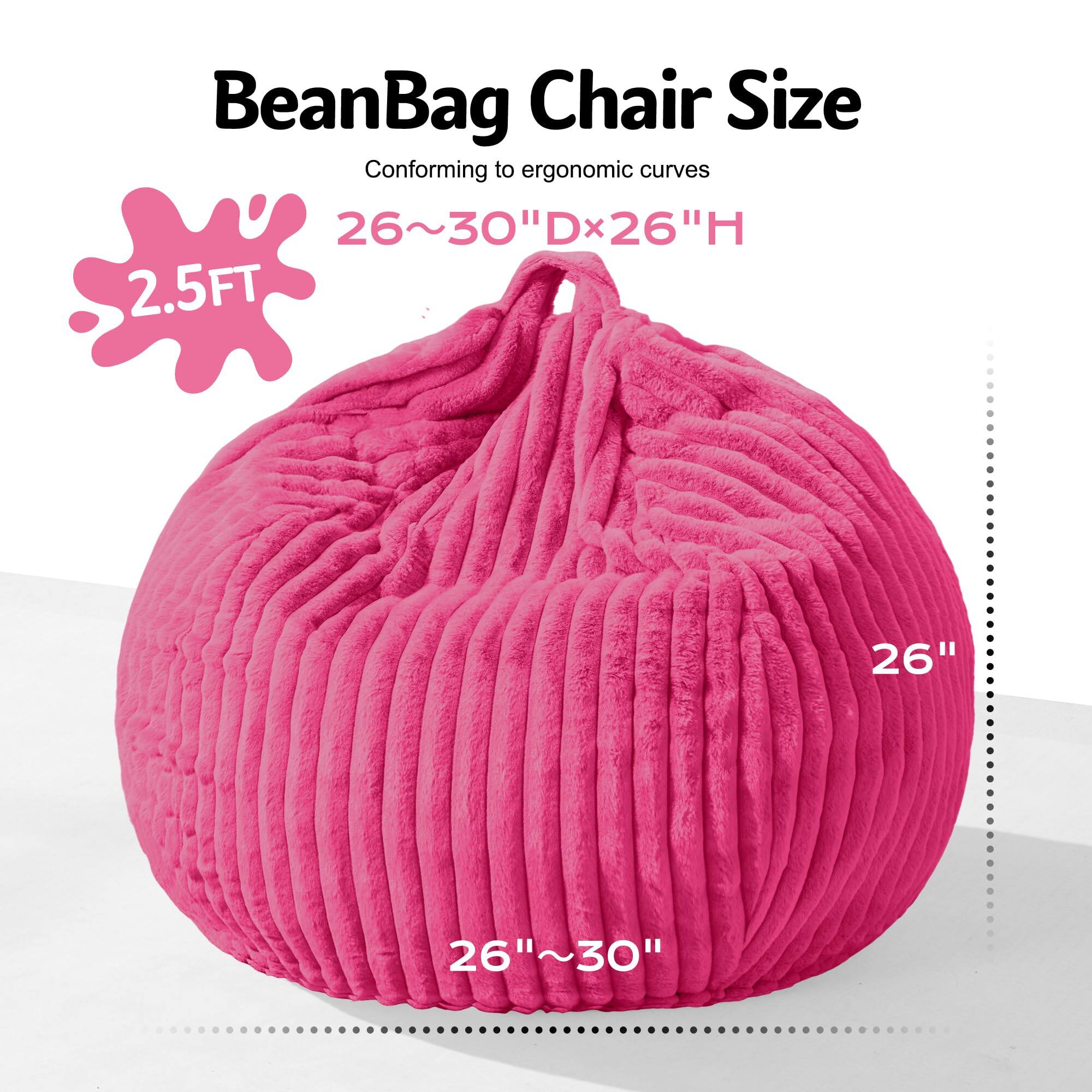 BeanBag Chair Size  
Conforming to ergonomic curves  
26"~30"D x 26"H  
2.5FT  
26"  
26"~30"