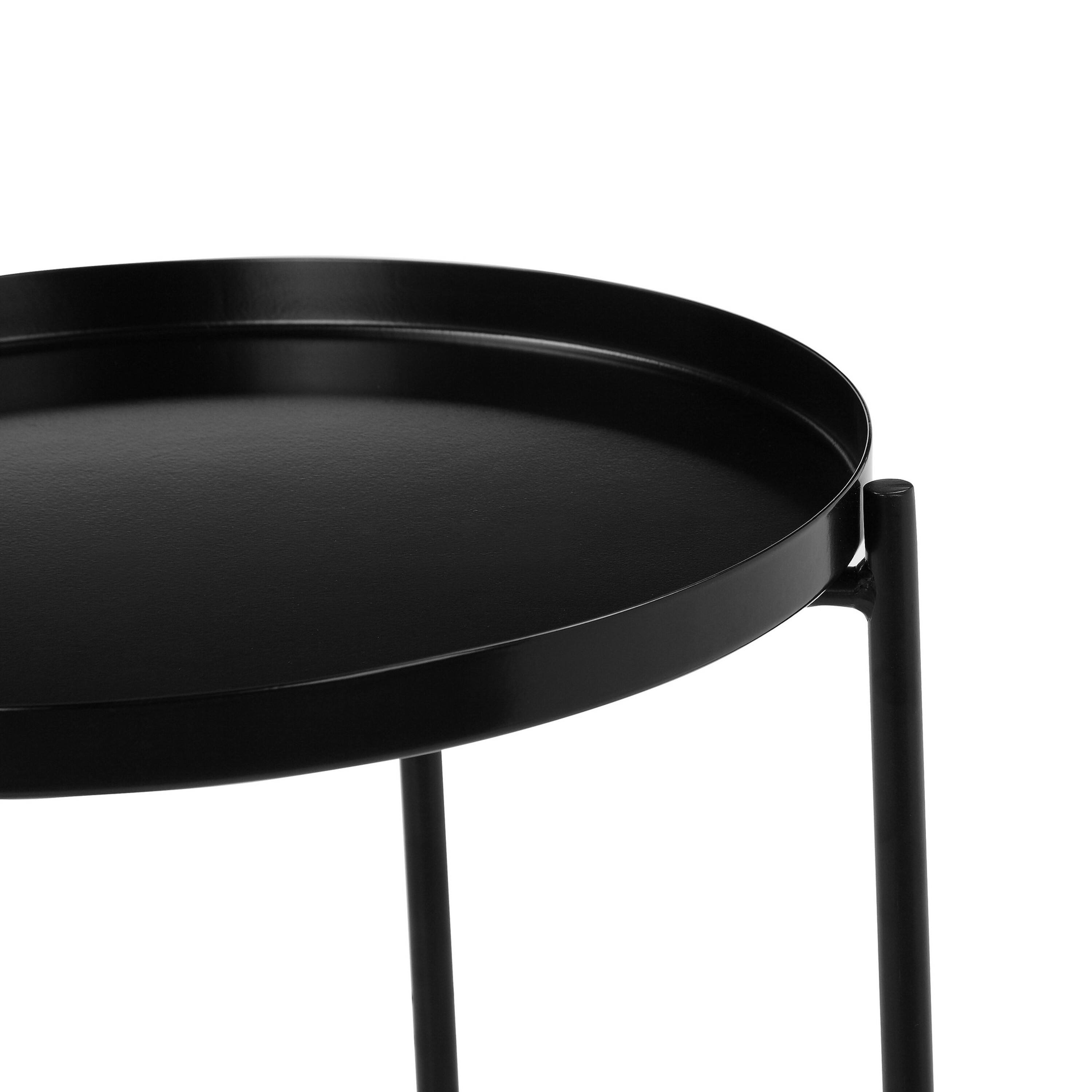Manhattan Lane Ely 21 Inch Side End Table, Round Tray Top Modern Open ...